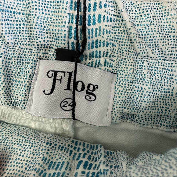 Bevy Flog Shely Aqua Blue 24 snake print high rise Drawstring‎ Women's Pants NWT - Picture 4 of 11